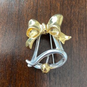 VINTAGE SilverTone and Gold Tone Bell Brooch/Pin
